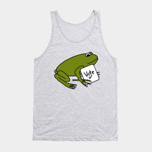 Cute Green Frog with Vote Sign Tank Top